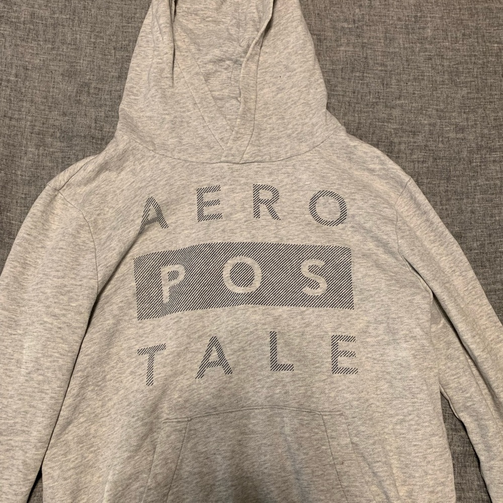 Unisex Aeropostale Hoodie Size M Light Gray